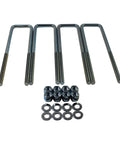 Extended square U bolt kit for 2.5 inch wide leaf springs with a 12.5 inch length and 9/16 inch bolts, shown with washers and nuts