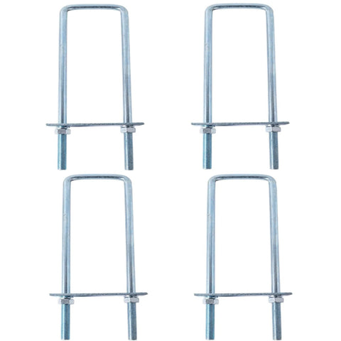 Heavy Duty 4 Pack Square Bend U Bolt Kit 3.5 Inch Width By 16 Inch Length With Nuts And Frame Plates For Automotive And Trailer Mounting Hardware And Durable Construction