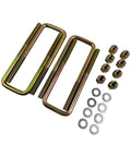 Corrosion resistant square U bolts with hardware provide secure leaf spring mounting, 8.75 inch long, 2.5 inch wide, 9/16 inch diameter, includes nuts and washers, ideal replacement for 1988-2019 Chevy Silverado 1500 and GMC Sierra 1500