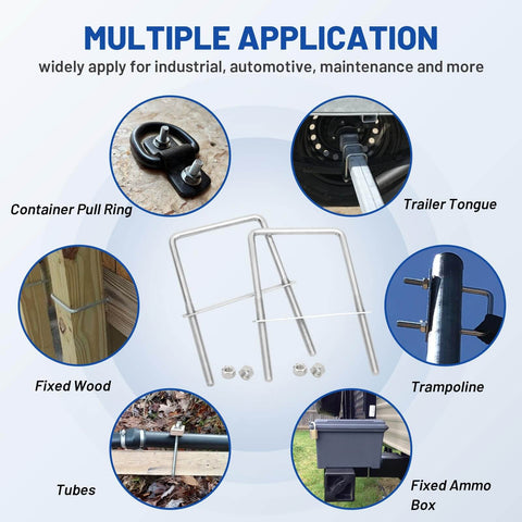 Square U Bolts Kit With Frame Plates And Nuts Stainless Steel U Clamp Bolts For Wood Boats Trailers Tubes Industrial Use Three Eighths Inch By Four Inch By Seven Inch Thread multiple applications