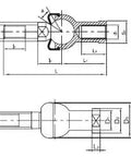 Technical diagram of SQZ12 Ball Joint M12 Rod End Bearing - Straight Type, showing dimensions and structure for precise installation.