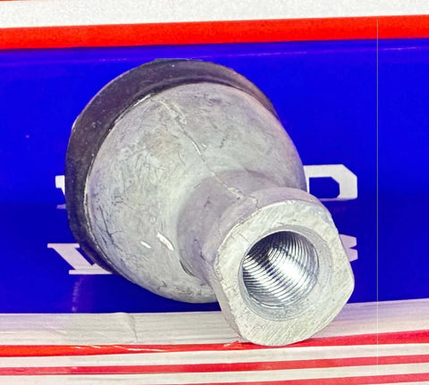 Close-up of SQZ12 Ball Joint M12 Rod End Bearing - Straight Type, showcasing threaded M12 connector and spherical design.