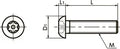 Technical drawing of SRBS-M3-6 NBK Hexalobular Button Head Cap Screws - Pin-20-Pack NBK - Made in Japan for mechanical systems.