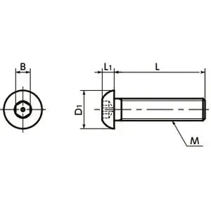 Technical diagram of ✝️ 20-Pack SRHS-M4-8 NBK Socket Button Head Cap Screws - Pin - Made in Japan with measurements for automation systems.