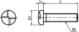 Technical drawing of ✝️ SROS-M5-10 NBK One Side Pan Head Machine Screws 20-Pack NBK - Made in Japan showing screw dimensions.