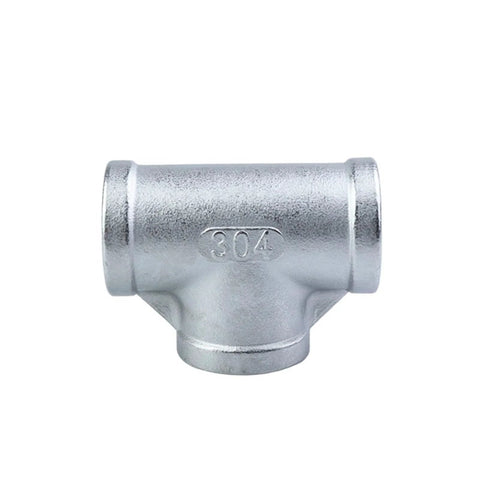 SS304 Stainless Steel Female Threaded 3 Way Tee BSPT Pipe Fitting From One Eighth To Two Inches Size DN Six To DN Fifty Industrial Connector