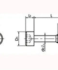 Technical diagram of ✝️ SSC-6-32-3/4 NBK Socket Head Cap Captive Screws (Inch Screws) - Made in Japan, for automation systems.