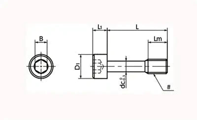 Technical diagram of SSC-8-32-5/8 NBK Socket Head Cap Captive Screws (Inch Screws) - Made in Japan for smooth mechanical alignment