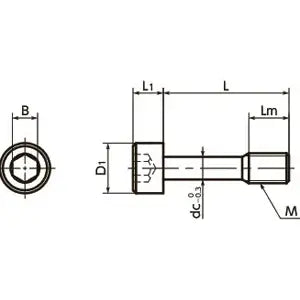 Technical drawing of SSC-M8-30 NBK Socket Head Cap Captive Screws Japan Made dimensions and specifications.