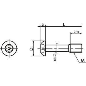 Technical diagram of SSC-SRBS-M5-16 NBK Captive Button Head Cap Bolts - Hexalobular Socket (- Pin) Made in Japan, showing dimensions.