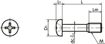Technical drawing of SSCPS-M6-20 NBK Cross Recessed Pan Head Captive Machine Screws dimensions. Made in Japan.