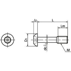 Technical drawing of SSC-SRBS-M8-20 NBK Captive Button Head Cap Bolts - Hexalobular Socket (- Pin) Made in Japan.