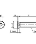 Technical drawing of SSH-M3-6-SD NBK Socket Head Cap Screws, showing dimensions for extreme low and small head design, Pack of 10, Made in Japan.