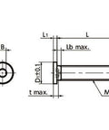 Dimension drawing of SSHS-M10-12-SD NBK Length Socket Head Cap Screws - Extreme Low & Small Head.Pack of 10-Japan Made.