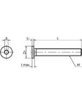 Diagram of SSHS-M6-60-FT NBK Socket Head Cap Screws - Special Low Profile - Full Thread Pack of One - Made in Japan showing dimensions