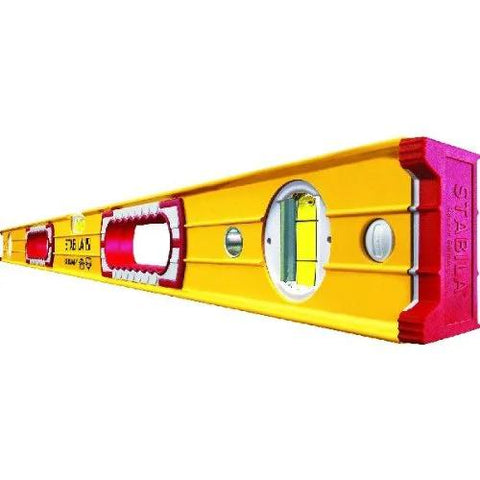 Stabila 37816 48 Inch And 16 Inch Aluminum Box Beam Level Set With German Accuracy For Professional Framing Cabinets And Construction Work Durable Lightweight Aluminum Levels In Yellow Finish showing side view of 48 inch level