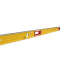 Side view of Stabila Type 96M 72 Inch Magnetic Level with yellow frame and red accents for pro-grade framing accuracy at 0.029 degrees.