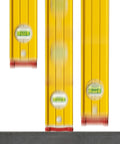 Stabila Jamber 78-Inch and 32-Inch Aluminum Box Beam Level Set with visible bubble vials and yellow design for precise door installation.