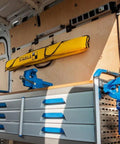 Stabila Jamber Level Case provides secure single-carry transport and organized storage for six level sizes in a work van.