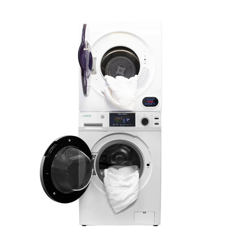 Compact, stackable washer and vented dryer set deliver reliable 15 lb washing and 3.5 cu ft drying with 110V power, ideal for apartments and laundry closets; space-saving design, efficient cycles, and easy digital controls.