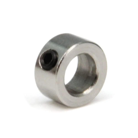 Stainless Steel 6mm Shaft Lock Collar for CNC parts and 3D printers with inner 6mm and outer 10mm diameter, showcasing set screw.