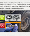 Two Kits Stainless Steel Front Wheel Axle And Bearing Conversion OEM Upgrade For 6 Inch Wheel Sleeves Fits Z Series And RZ Series Lawn Mowers With Beefed Up Rust Resistant Alloy Steel Build