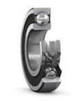 SKF 6202-2RS1 single row ball bearing with stainless steel construction, 15 mm bore, double sealed shields shown in side view.