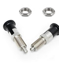 Two Pack Push Fit Ball Nose Spring Plungers Stainless Steel Retractable Indexing Pins With M12 By 1.5 Threads on white background