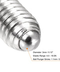Close-up of M5 X 12mm Ball Point Set Screw with ball plunger and dimensions in 304 stainless steel for precise alignment.