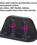 Set Of 2 Heavy Duty Sliding Barn Door Floor Guides with 360-degree plastic rollers and stainless steel hardware shown from front view