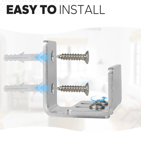 Stainless Steel Sliding Barn Door Floor Guide with Adjustable U Shape Bottom Flush Flat Bottom Wall Mount System visible with screws