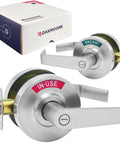 Commercial Door Handle With Vacant Occupied Indicator Restroom Lock for Public Bathrooms and Industrial Buildings, stainless steel