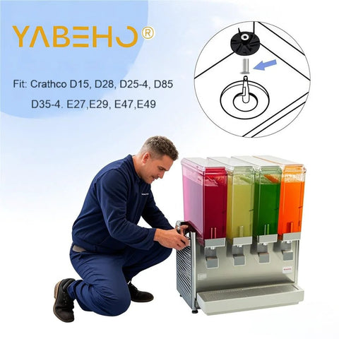 Man installing 3 Pack 304 Stainless Steel Bearing Sleeve for Crathco Bubbler Cold Beverage Dispensers, diagram above