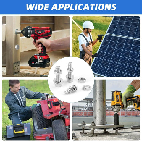 Applications of 252 Piece Hex Bolts And Nuts Assortment Kit 1/4 20 5/16 18 3/8 16 Stainless Steel 304 With Case in various projects