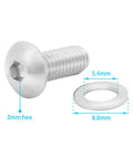 Durable Stainless Steel Water Bottle Cage Bolts With Washers 20 Pack For Bike Rack, close-up of M5x12mm hex socket bolt and washer.