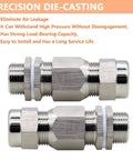 Waterproof Cable Glands And Cord Grip Pass Through Connector For Wire Splices, Glands Joints For Machinery Control Boxes, Stainless Steel, NPT 1-1/2 Inch, 1 Pack, side view of stainless steel fittings, precision die-casting.