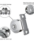 48mm Cable Pulley Wheel Wall Mount, Bearings Inside, Stainless Steel Rope Pulley for Pulley System, Sliding Gate 1Pcs with double bearings