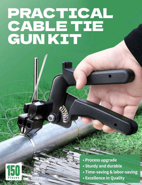 Heavy Duty Stainless Steel Cable Tie Gun Kit With 150 Pcs 11 8 Inch 304 Stainless Ties for fence repair on chain link fences