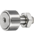 Stud Type Cam Follower CFS2.5V KR5 Built For Humid Environments In SUS304 Stainless Steel, side view, showing roller and thread