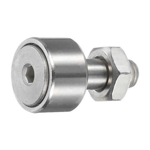 Stud Type Cam Follower CFS2.5V KR5 Built For Humid Environments In SUS304 Stainless Steel, side view, showing roller and thread