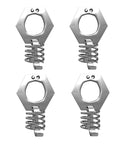 Four stainless steel RV water heater cam locks providing rustproof, corrosion-resistant security and easy access.
