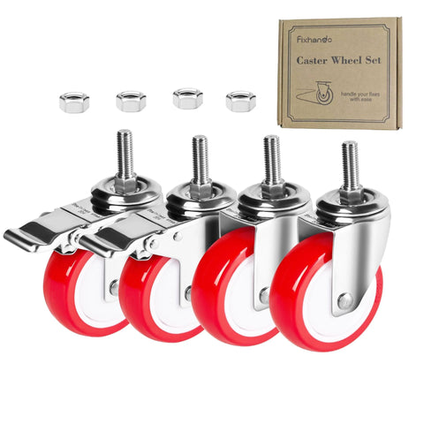 Set of four 4 Inch Stainless Steel Caster Wheel With Brake Heavy Duty Non Marking Polyurethane PU Wheel Rust Resistant For Hospital Lab Furniture