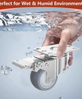 2 Inch Heavy Duty Stainless Steel Caster Wheels With Brake Swivel Set Of 4, 1000 Lbs Total Load shown in water