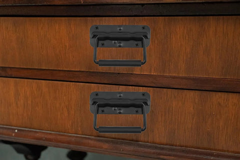 Spring Loaded Chest Handle Set Of 2 With Rubber Grip Heavy Duty Stainless Steel on wooden chest