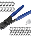RTHIEAI Cinch Clamp Tool Kit For Stainless Steel PEX Clamps Three Eighths To One Inch Includes Twenty One Half Inch PEX Cinch Clamp Rings And Ten Three Quarter Inch PEX Rings Made Of 304 Stainless Steel For Durable Corrosion Resistant Plumbing