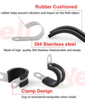 15 Pcs One And A Half Inch Stainless Steel Cable Clamps Kit With Rubber Cushioned Hose Clamps Insulated Tube Clips