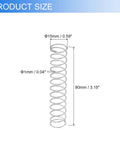 Diagram showing Six Pack Stainless Steel Compression Springs 1mm Wire Diameter 15mm Outer Diameter 80mm Length 304 Grade Rust Proof