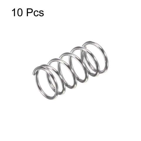 Stainless Steel Compression Spring 8mm OD 0.8mm Wire 9mm Compressed Length 15mm Free Length 11.8N Load 304 Stainless For DIY Projects Pack Of 10