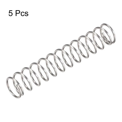 Heavy Duty Compression Spring Set In 304 Stainless Steel, 18mm Outer Diameter, 1.6mm Wire, 50mm Compressed Length, 100mm Free Length, 66.4N Load Capacity, Silver Tone, Pack Of 5 For Industrial Tools, DIY Projects And Electronics
