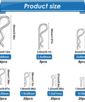 Diagram showing sizes of 304 Stainless Steel Cotter Pin Assortment Kit 13 Sizes Cotter Pins And R Clips for Hitch Pin Lock Systems